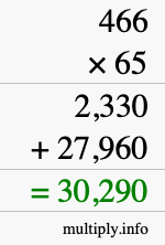 How to calculate 466 times 65 using long multiplication