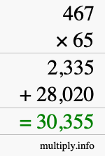How to calculate 467 times 65 using long multiplication