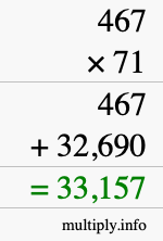 How to calculate 467 times 71 using long multiplication