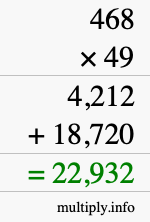 How to calculate 468 times 49 using long multiplication