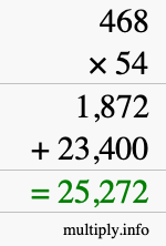 How to calculate 468 times 54 using long multiplication
