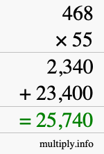 How to calculate 468 times 55 using long multiplication