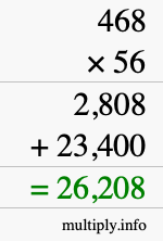 How to calculate 468 times 56 using long multiplication