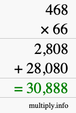 How to calculate 468 times 66 using long multiplication