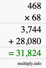 How to calculate 468 times 68 using long multiplication