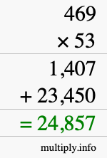 How to calculate 469 times 53 using long multiplication