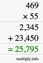 How to calculate 469 times 55 using long multiplication