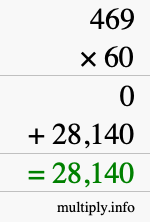How to calculate 469 times 60 using long multiplication How to calculate 469 times 60 using long multiplication