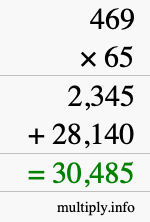 How to calculate 469 times 65 using long multiplication