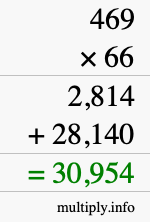 How to calculate 469 times 66 using long multiplication