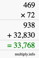 How to calculate 469 times 72 using long multiplication