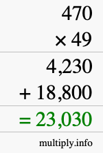 How to calculate 470 times 49 using long multiplication