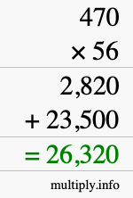 How to calculate 470 times 56 using long multiplication