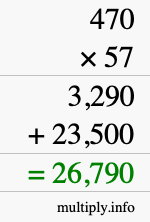 How to calculate 470 times 57 using long multiplication