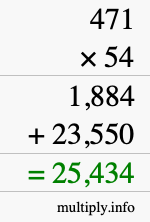 How to calculate 471 times 54 using long multiplication