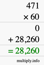 How to calculate 471 times 60 using long multiplication How to calculate 471 times 60 using long multiplication