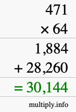 How to calculate 471 times 64 using long multiplication