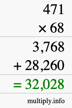 How to calculate 471 times 68 using long multiplication