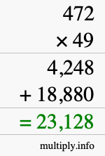 How to calculate 472 times 49 using long multiplication