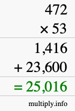 How to calculate 472 times 53 using long multiplication