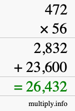 How to calculate 472 times 56 using long multiplication