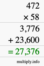 How to calculate 472 times 58 using long multiplication How to calculate 472 times 58 using long multiplication