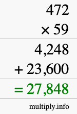 How to calculate 472 times 59 using long multiplication