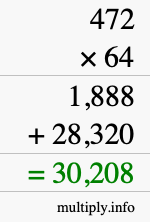 How to calculate 472 times 64 using long multiplication