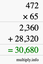 How to calculate 472 times 65 using long multiplication