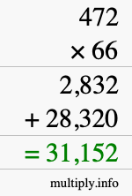 How to calculate 472 times 66 using long multiplication