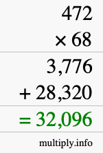 How to calculate 472 times 68 using long multiplication