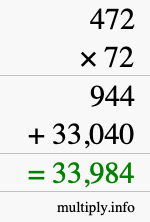 How to calculate 472 times 72 using long multiplication