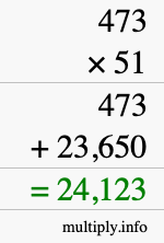 How to calculate 473 times 51 using long multiplication