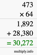 How to calculate 473 times 64 using long multiplication