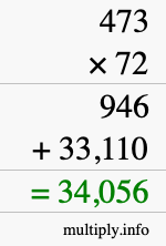 How to calculate 473 times 72 using long multiplication