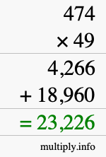 How to calculate 474 times 49 using long multiplication