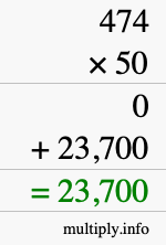 How to calculate 474 times 50 using long multiplication How to calculate 474 times 50 using long multiplication