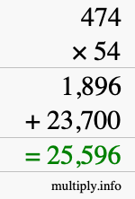 How to calculate 474 times 54 using long multiplication