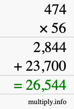 How to calculate 474 times 56 using long multiplication