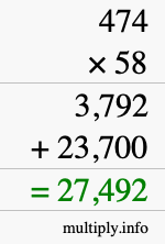 How to calculate 474 times 58 using long multiplication How to calculate 474 times 58 using long multiplication