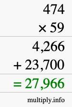 How to calculate 474 times 59 using long multiplication