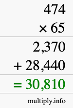 How to calculate 474 times 65 using long multiplication