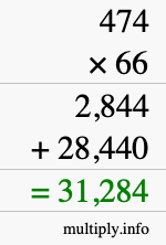 How to calculate 474 times 66 using long multiplication