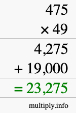 How to calculate 475 times 49 using long multiplication