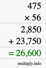 How to calculate 475 times 56 using long multiplication