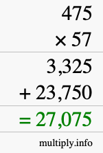 How to calculate 475 times 57 using long multiplication How to calculate 475 times 57 using long multiplication