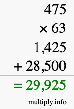 How to calculate 475 times 63 using long multiplication