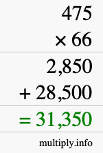 How to calculate 475 times 66 using long multiplication