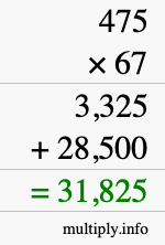 How to calculate 475 times 67 using long multiplication
