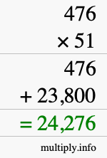 How to calculate 476 times 51 using long multiplication